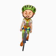 手绘卡通骑自行车男孩
