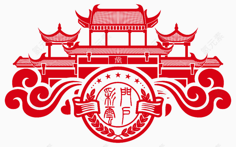 中国古建筑剪纸