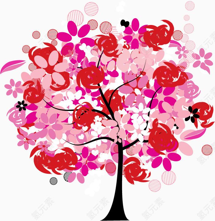 玫红色花瓣植物小树