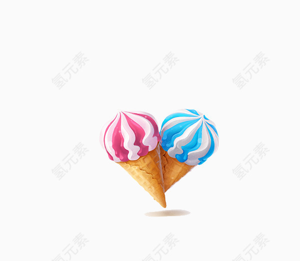 蓝色粉色双色的冰激凌