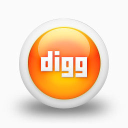 Digg有光泽的橙色球体的社交媒体