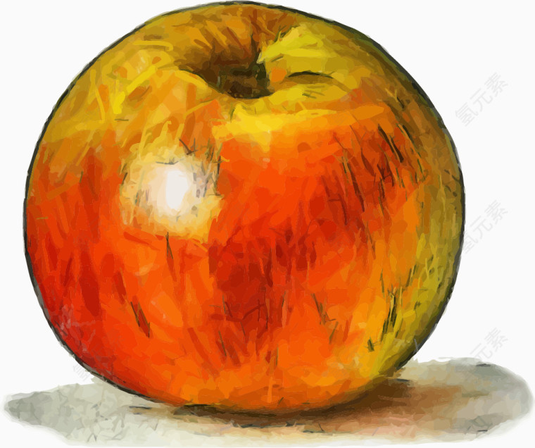卡通手绘水彩苹果