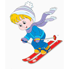 卡通男孩滑雪素材