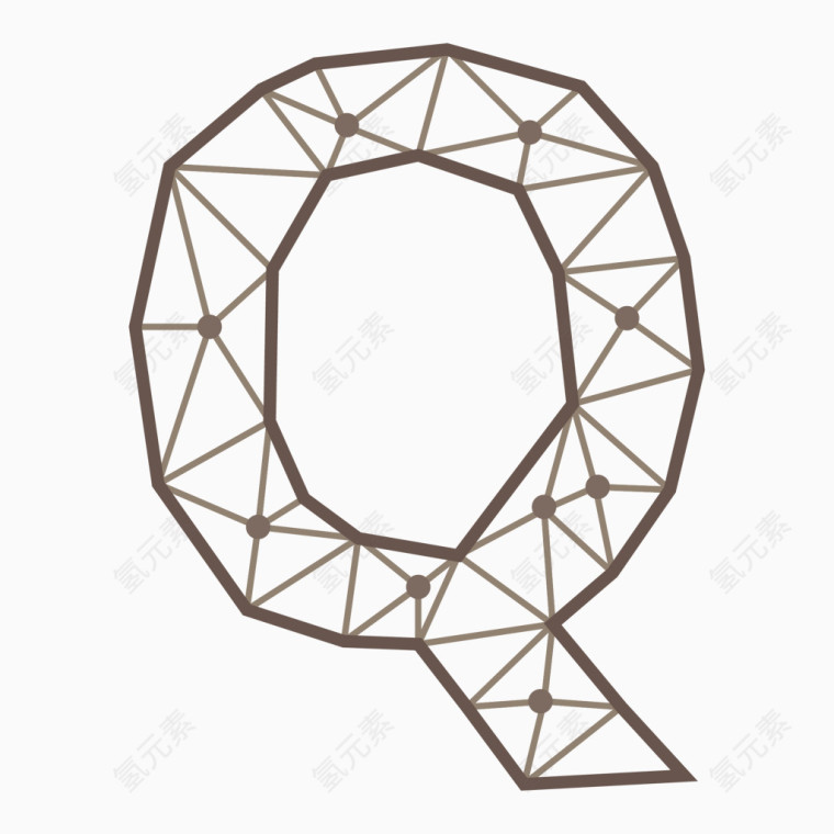 线框三角形几何字母Q