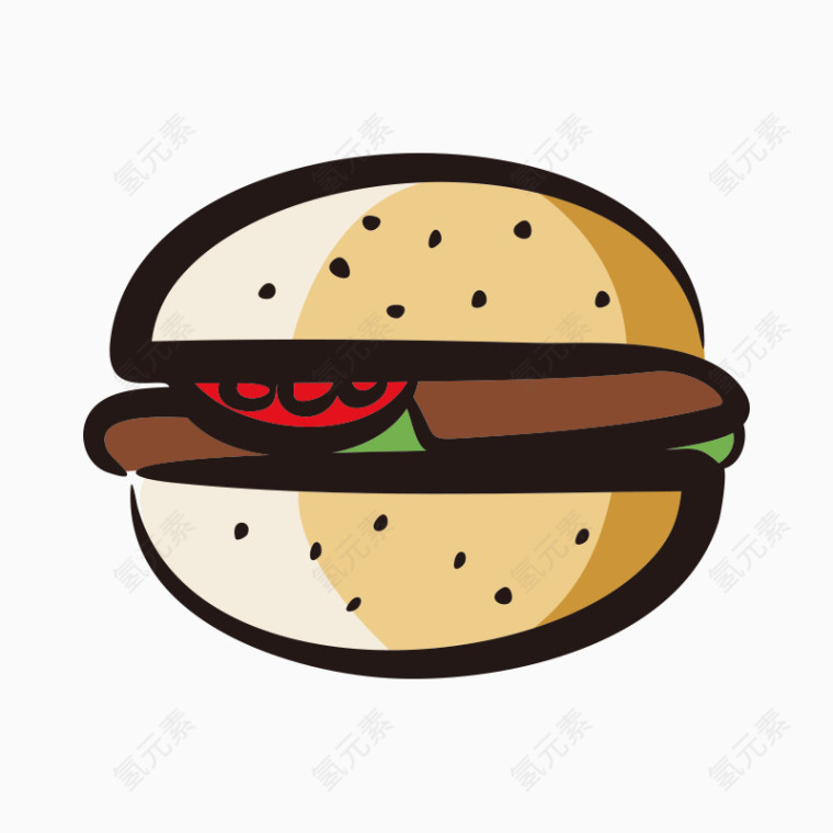 卡通手绘汉堡食物