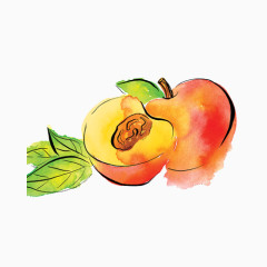 水彩手绘桃子