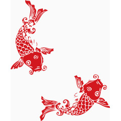 春节鱼剪纸装饰元素节日素材