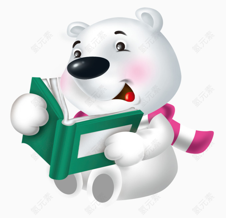 卡通手绘读书的小熊