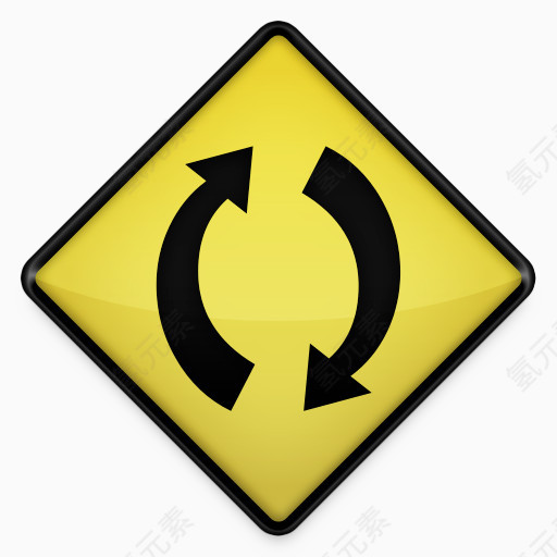 同步黄色道路标志图标