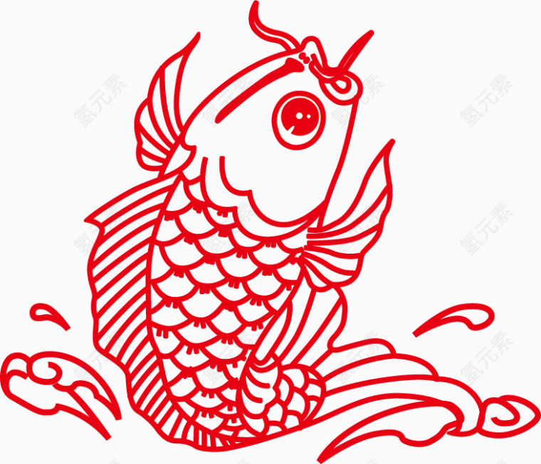 红色鱼印花图案