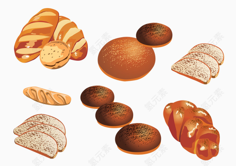 卡通美食面包饼干