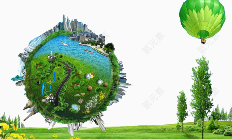 绿色地球上的城市