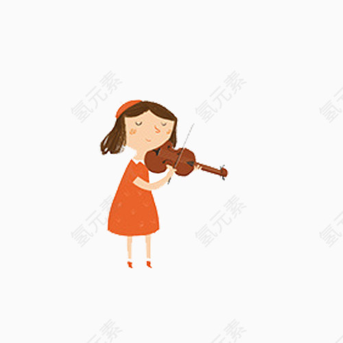 简约小清新可爱拉小提琴的女孩