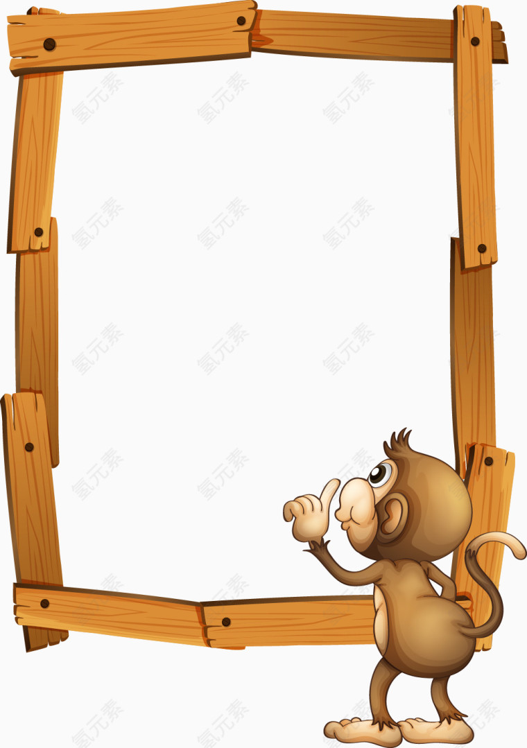 猴子盯着看的木框边框
