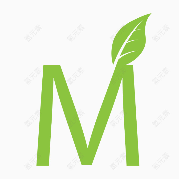 绿叶字母数字M