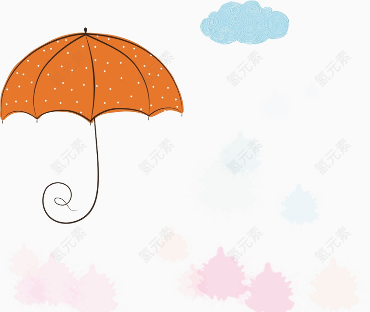 卡通雨伞彩云装饰