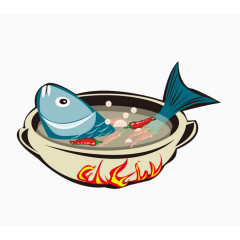 卡通美食餐饮火锅涮鱼