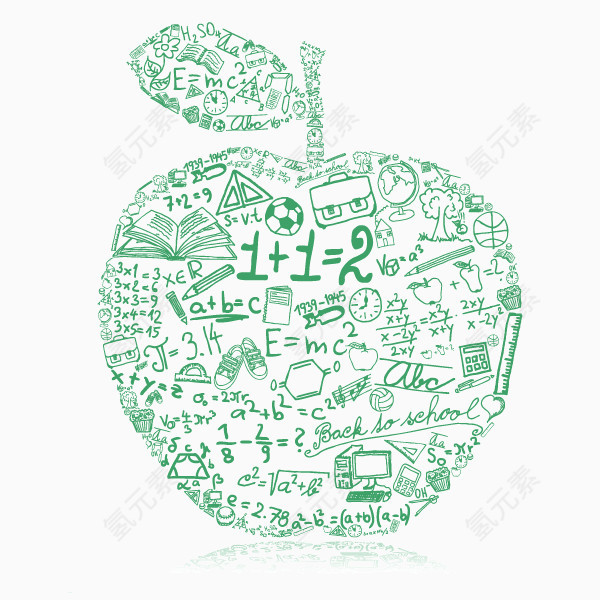 创意 苹果图案 发散思维  绿色