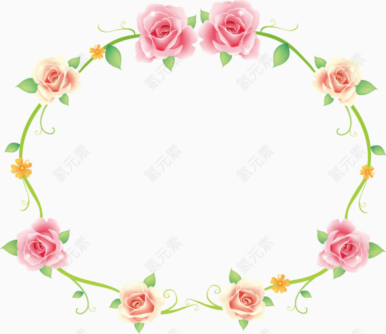 玫瑰花藤圆形边框纹理装饰元素