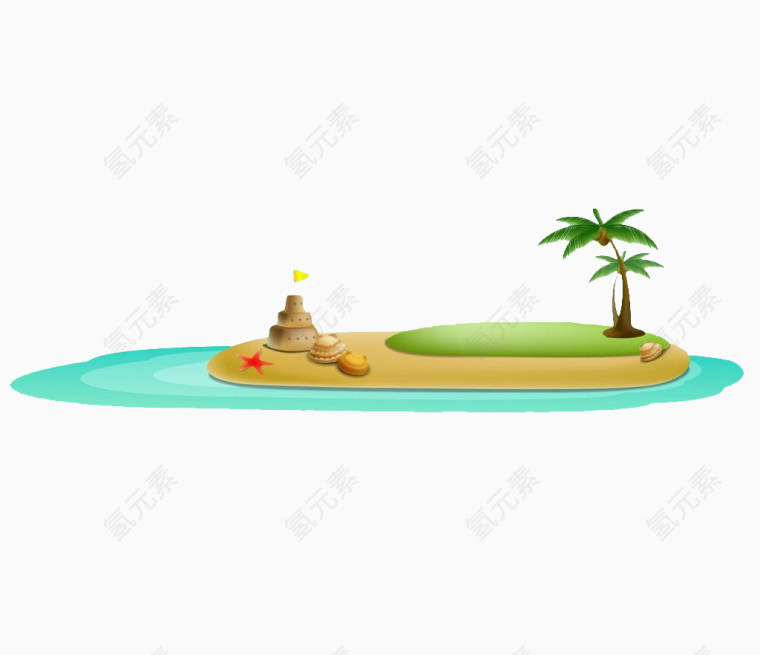 夏季卡通椰子树沙滩