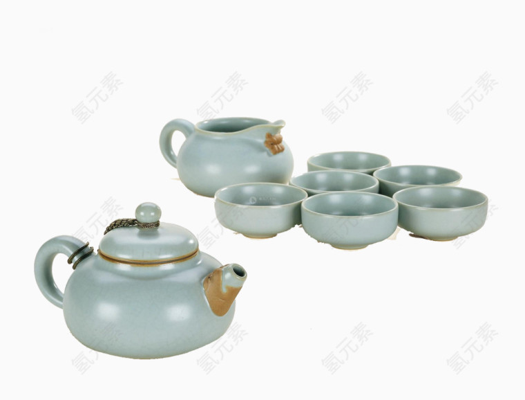 青釉五人用家用茶具