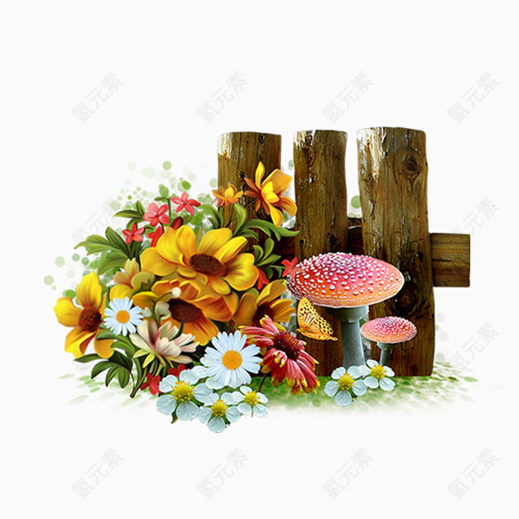 野花蘑菇栅栏