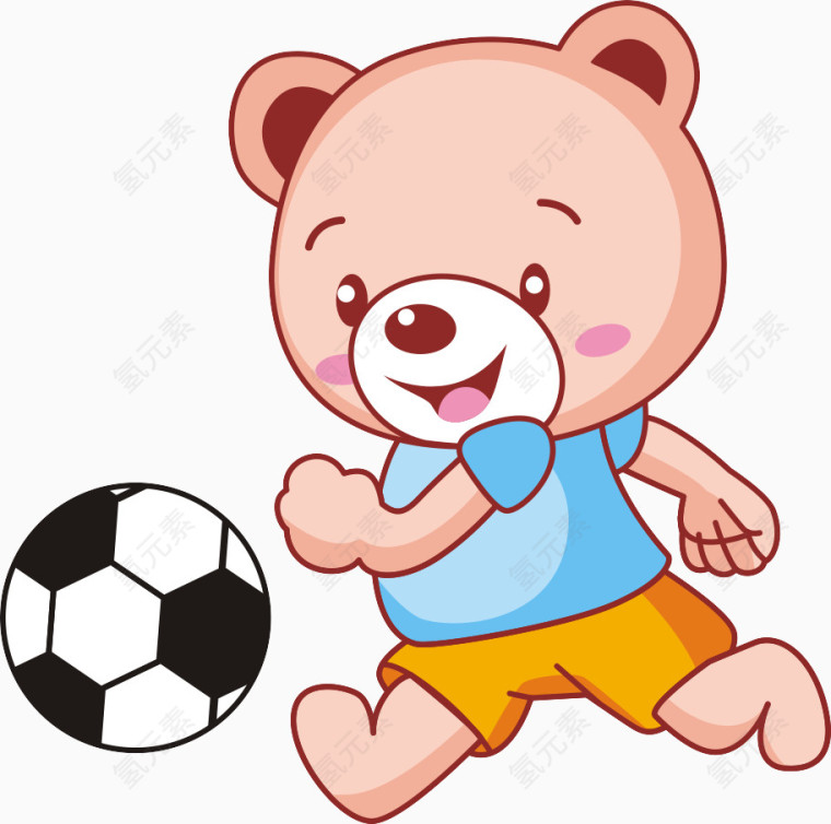 可爱卡通小熊踢足球