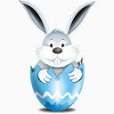 兔子兔子在蛋蓝色的easter-icons-set