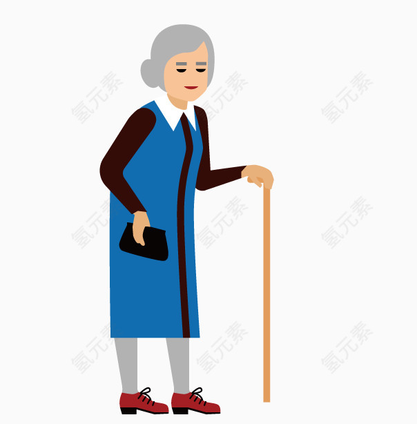 老奶奶拄拐杖