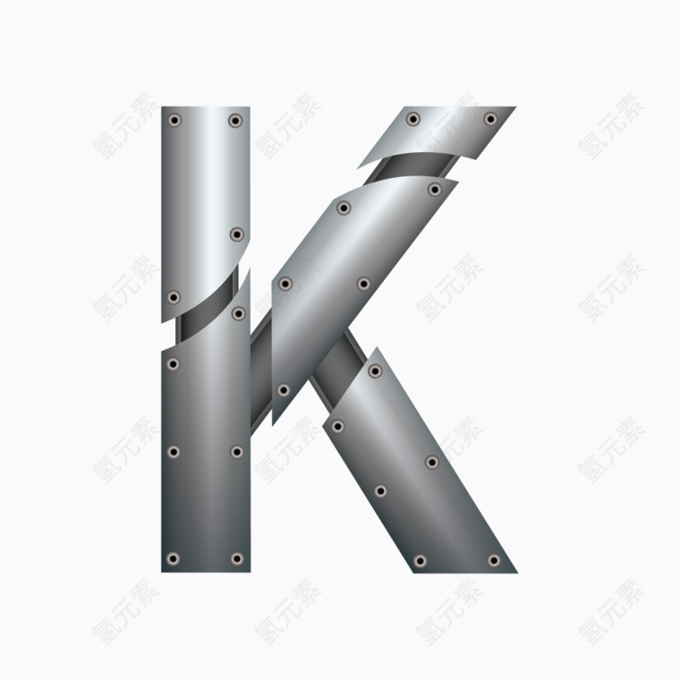 金属质感字母字体K