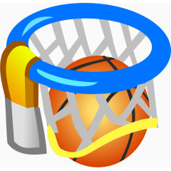 卡通运动器材篮球框内的篮球 