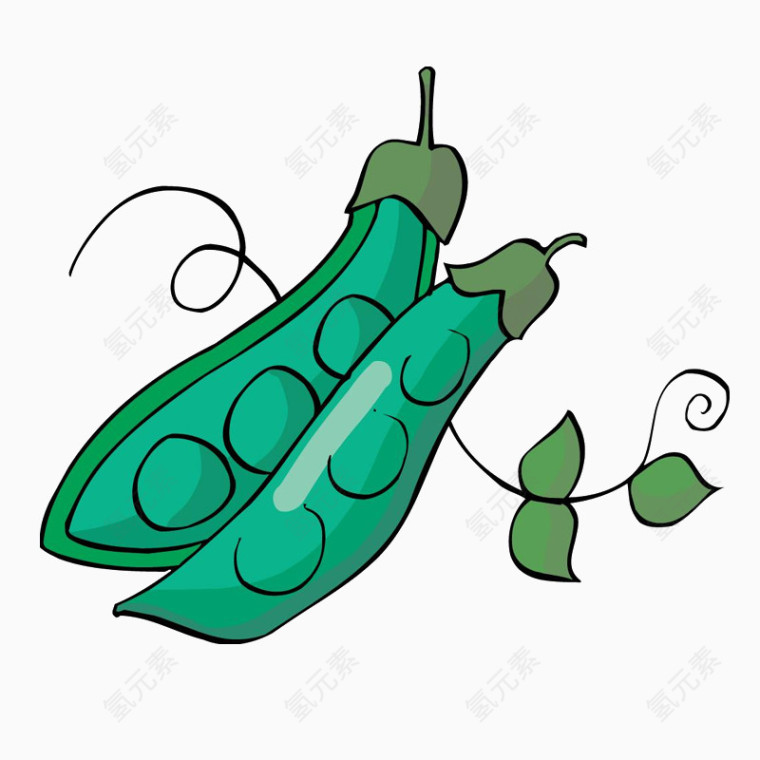 卡通豌豆荚蔬菜素材