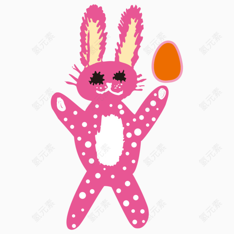 彩笔儿童手绘小兔子拿彩蛋