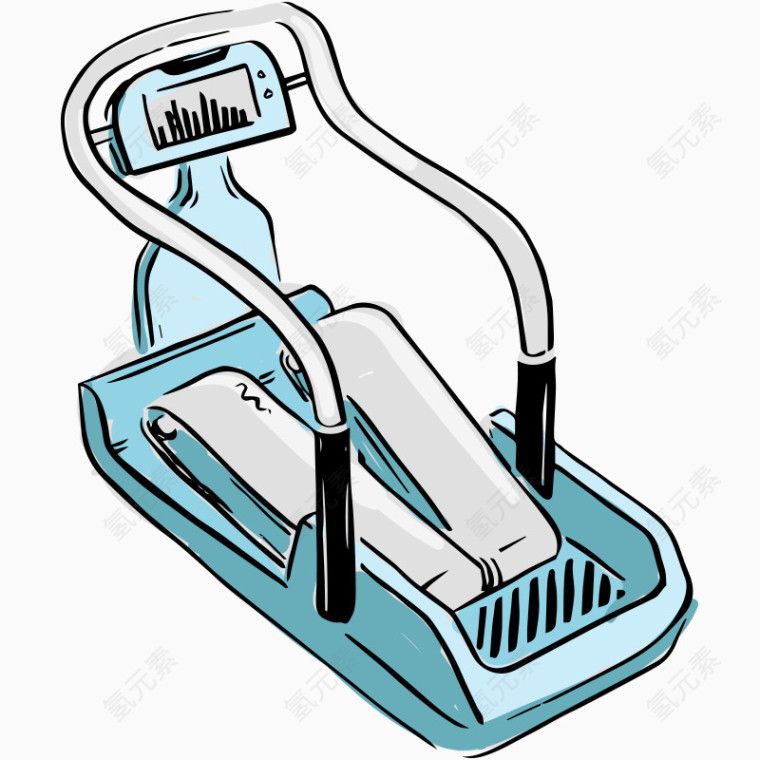 卡通手绘运动跑步机器材