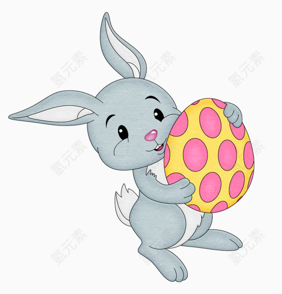 抱着彩蛋的卡通兔子