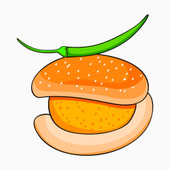 卡通食物汉堡青辣椒