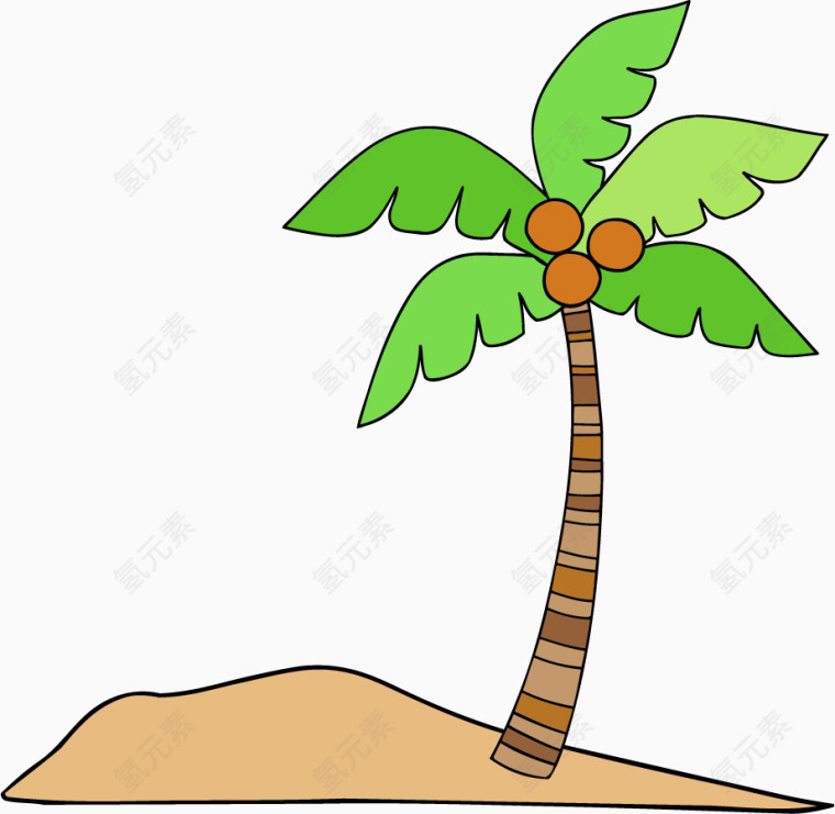 卡通手绘夏日元素椰树