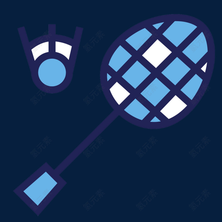 蓝色羽毛球运动标志素材
