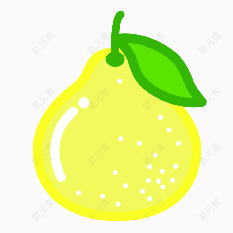 卡通手绘水果大柚子