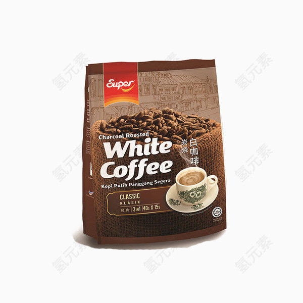 马来西亚super炭烧经典原味三合一白咖啡
