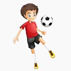 卡通手绘红衣服脚踢足球男孩