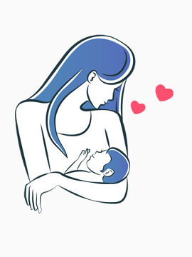 母亲怀抱的婴儿插画矢量图
