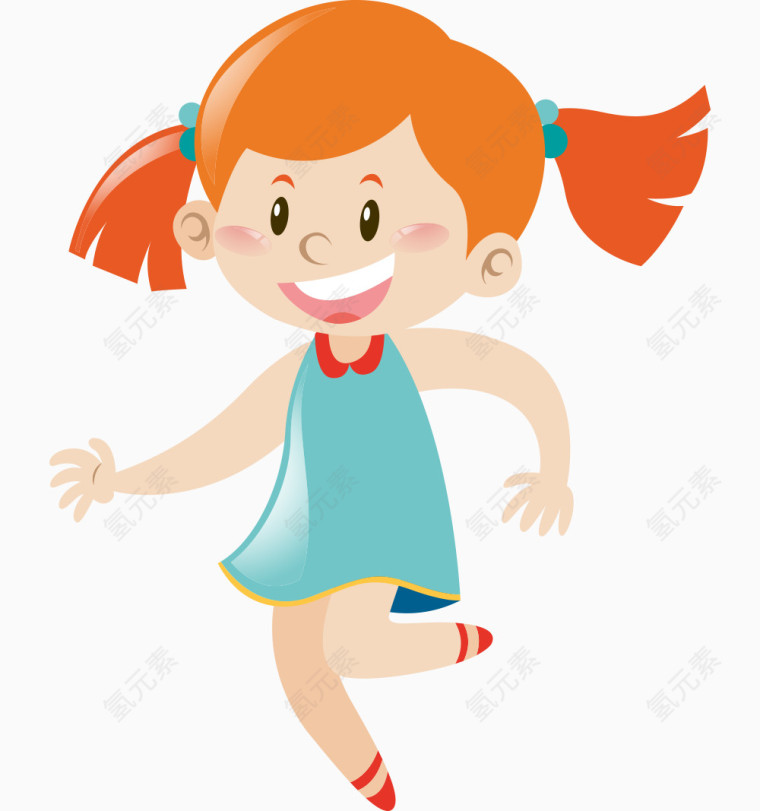 跳跃的小女孩卡通人物装饰元素