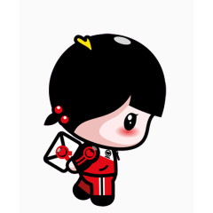 卡通人物小女孩中国娃娃可爱红色素材PNG