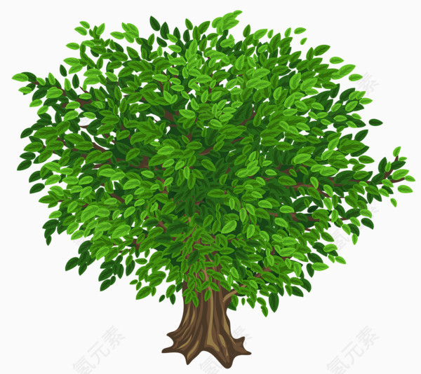 卡通茂密的绿树