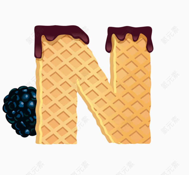 水果威化饼干英文字体字母N
