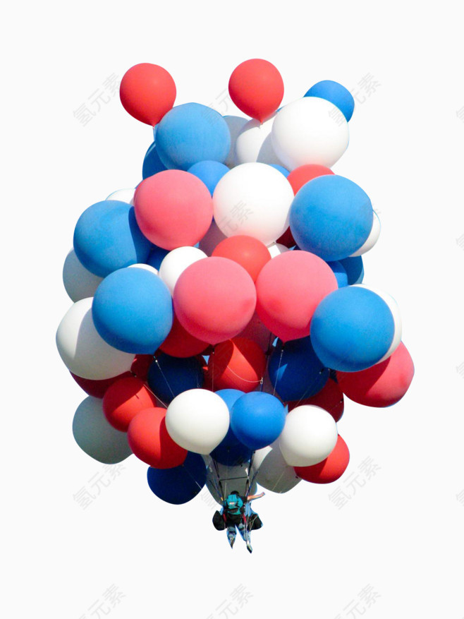 蓝红白三色一簇气球