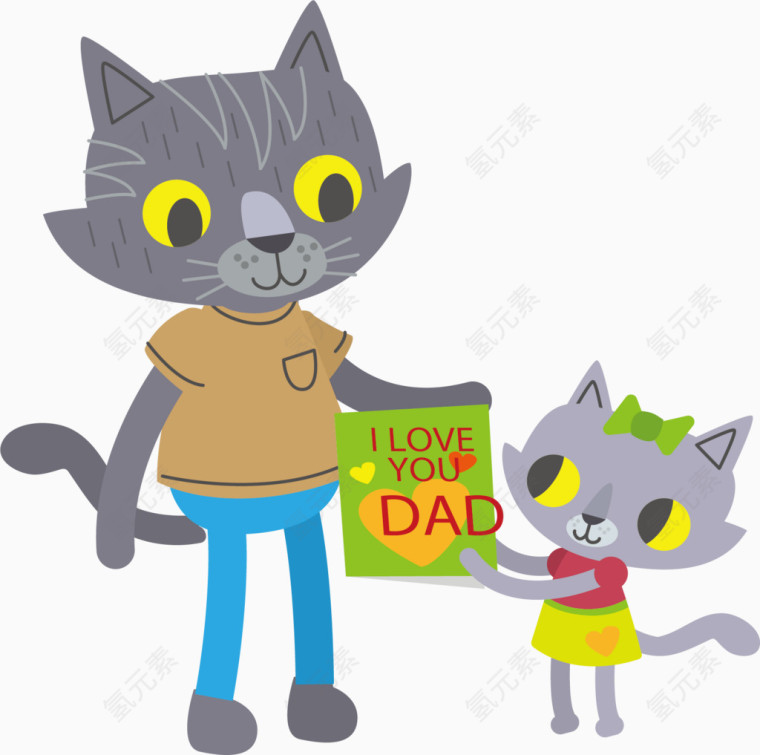 小猫父女送礼物给爸爸