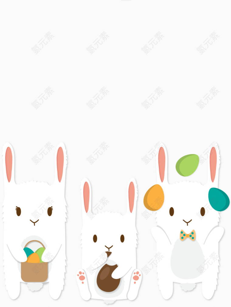 三只可爱的复活节小兔子