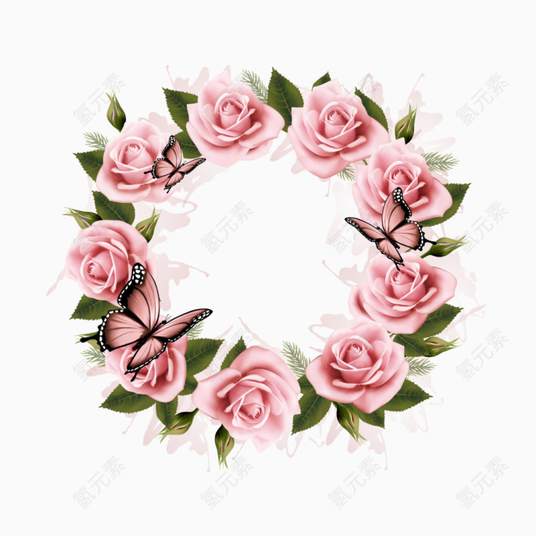 粉色玫瑰花花环